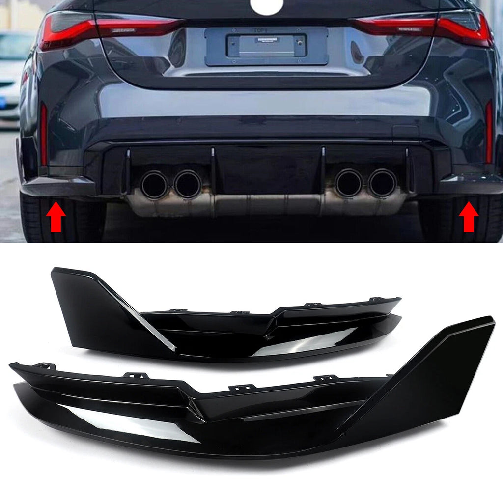 Gloss Black MP Style Rear Bumper Diffuser Splitters For BMW G80 M3 Performance